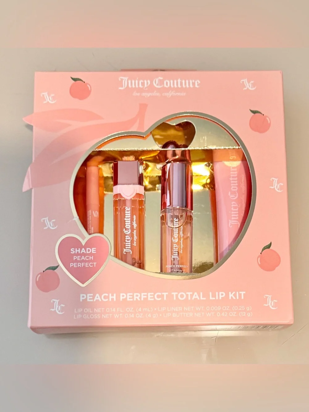 Juicy Couture Peach Lip Kit — Peach Pink Gold Accents